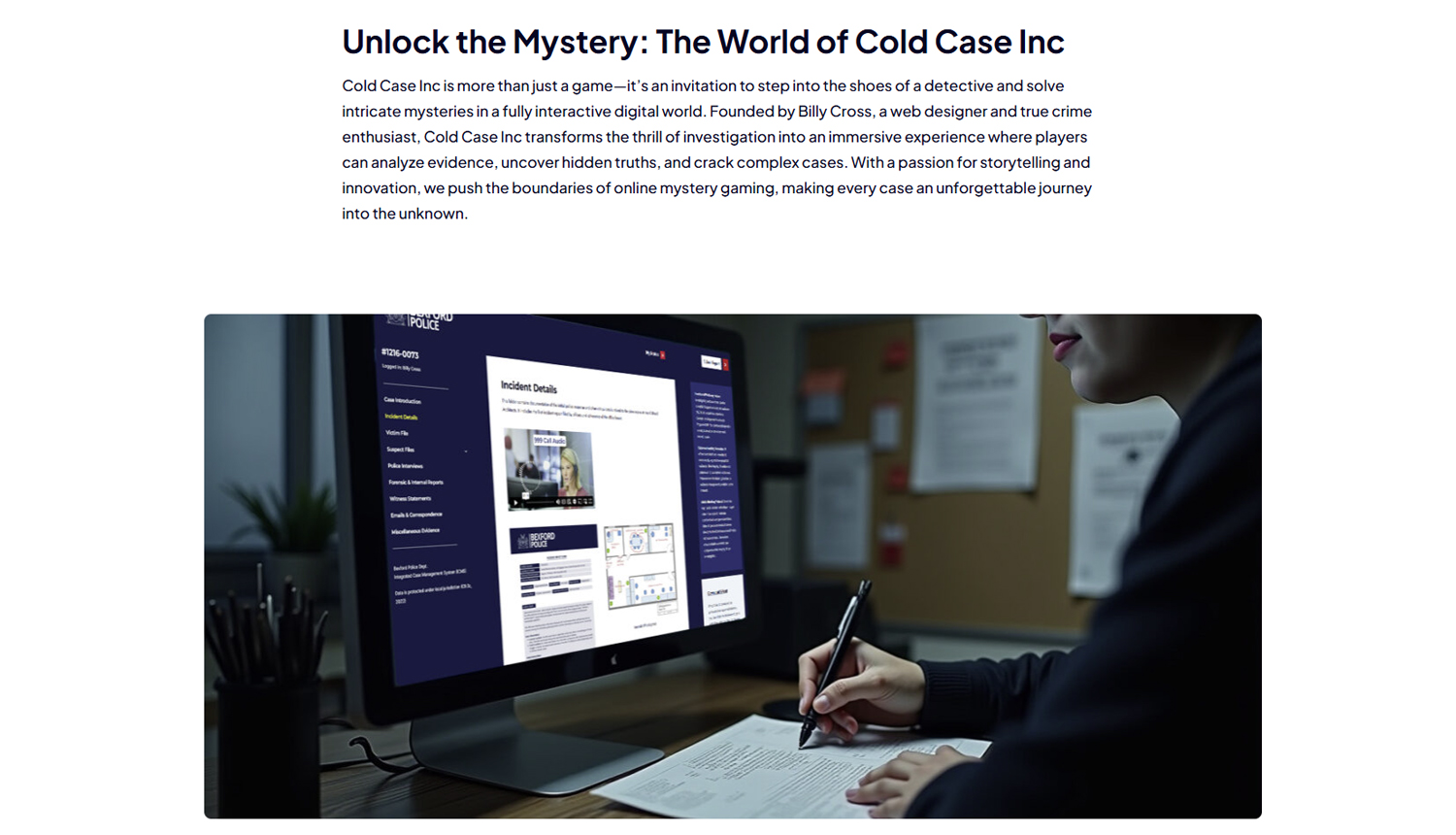 Cold case Inc project screenshot