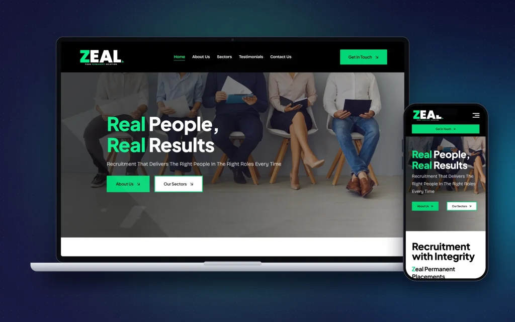 Zeal Permanent Placements website designed by eWebz